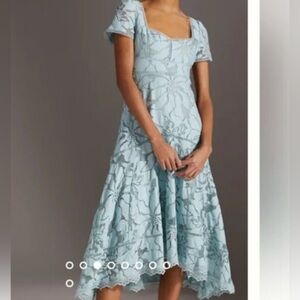 By Anthropologie Women Dress Slim Lace Maxi Blue Size 12 NWT
